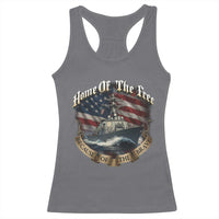 Navy Veteran Racerback Tank Top Home Of The Free Because Of The Brave American Flag - Wonder Print Shop