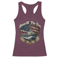 Navy Veteran Racerback Tank Top Home Of The Free Because Of The Brave American Flag - Wonder Print Shop