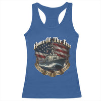 Navy Veteran Racerback Tank Top Home Of The Free Because Of The Brave American Flag - Wonder Print Shop