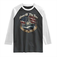 Navy Veteran Raglan Shirt Home Of The Free Because Of The Brave American Flag - Wonder Print Shop