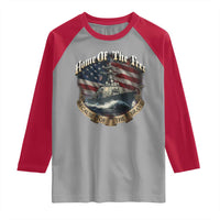 Navy Veteran Raglan Shirt Home Of The Free Because Of The Brave American Flag - Wonder Print Shop