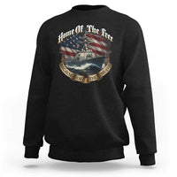 Navy Veteran Sweatshirt Home Of The Free Because Of The Brave American Flag - Wonder Print Shop