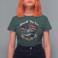 Navy Veteran T Shirt For Women Home Of The Free Because Of The Brave American Flag - Wonder Print Shop