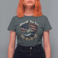 Navy Veteran T Shirt For Women Home Of The Free Because Of The Brave American Flag - Wonder Print Shop