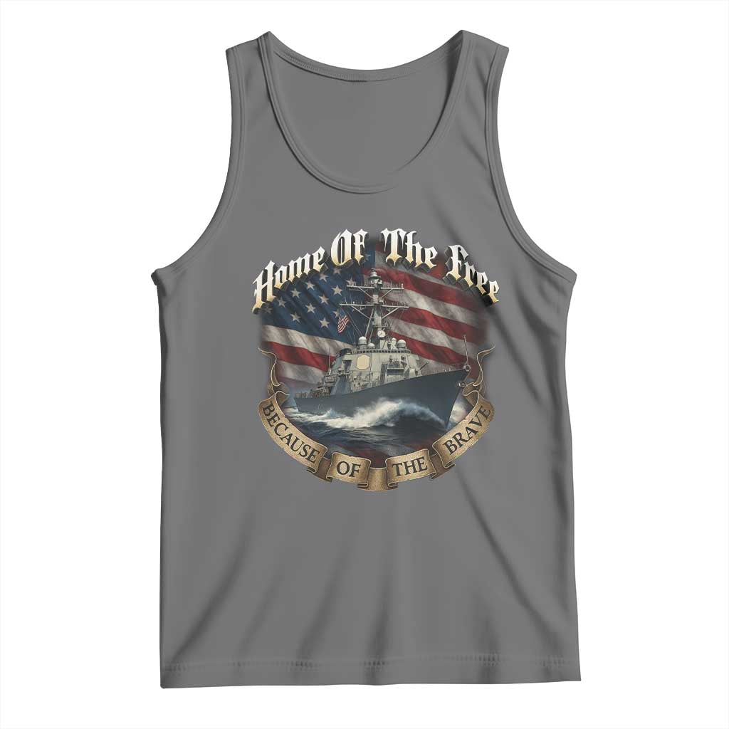 Navy Veteran Tank Top Home Of The Free Because Of The Brave American Flag - Wonder Print Shop