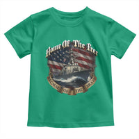 Navy Veteran Toddler T Shirt Home Of The Free Because Of The Brave American Flag - Wonder Print Shop