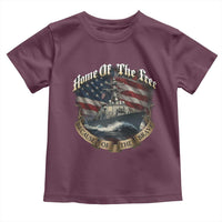 Navy Veteran Toddler T Shirt Home Of The Free Because Of The Brave American Flag - Wonder Print Shop
