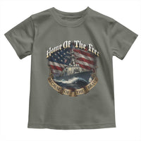 Navy Veteran Toddler T Shirt Home Of The Free Because Of The Brave American Flag - Wonder Print Shop