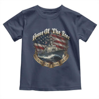 Navy Veteran Toddler T Shirt Home Of The Free Because Of The Brave American Flag - Wonder Print Shop