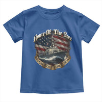 Navy Veteran Toddler T Shirt Home Of The Free Because Of The Brave American Flag - Wonder Print Shop