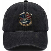 Navy Veteran Washed Cotton Baseball Cap Home Of The Free Because Of The Brave American Flag