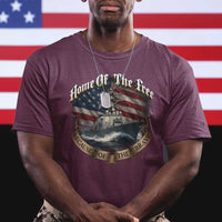 Navy Veteran T Shirt Home Of The Free Because Of The Brave American Flag - Wonder Print Shop