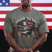 Navy Veteran T Shirt Home Of The Free Because Of The Brave American Flag - Wonder Print Shop