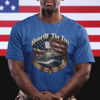 Navy Veteran T Shirt Home Of The Free Because Of The Brave American Flag - Wonder Print Shop