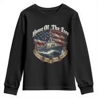 Navy Veteran Youth Sweatshirt Home Of The Free Because Of The Brave American Flag - Wonder Print Shop