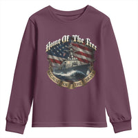 Navy Veteran Youth Sweatshirt Home Of The Free Because Of The Brave American Flag - Wonder Print Shop