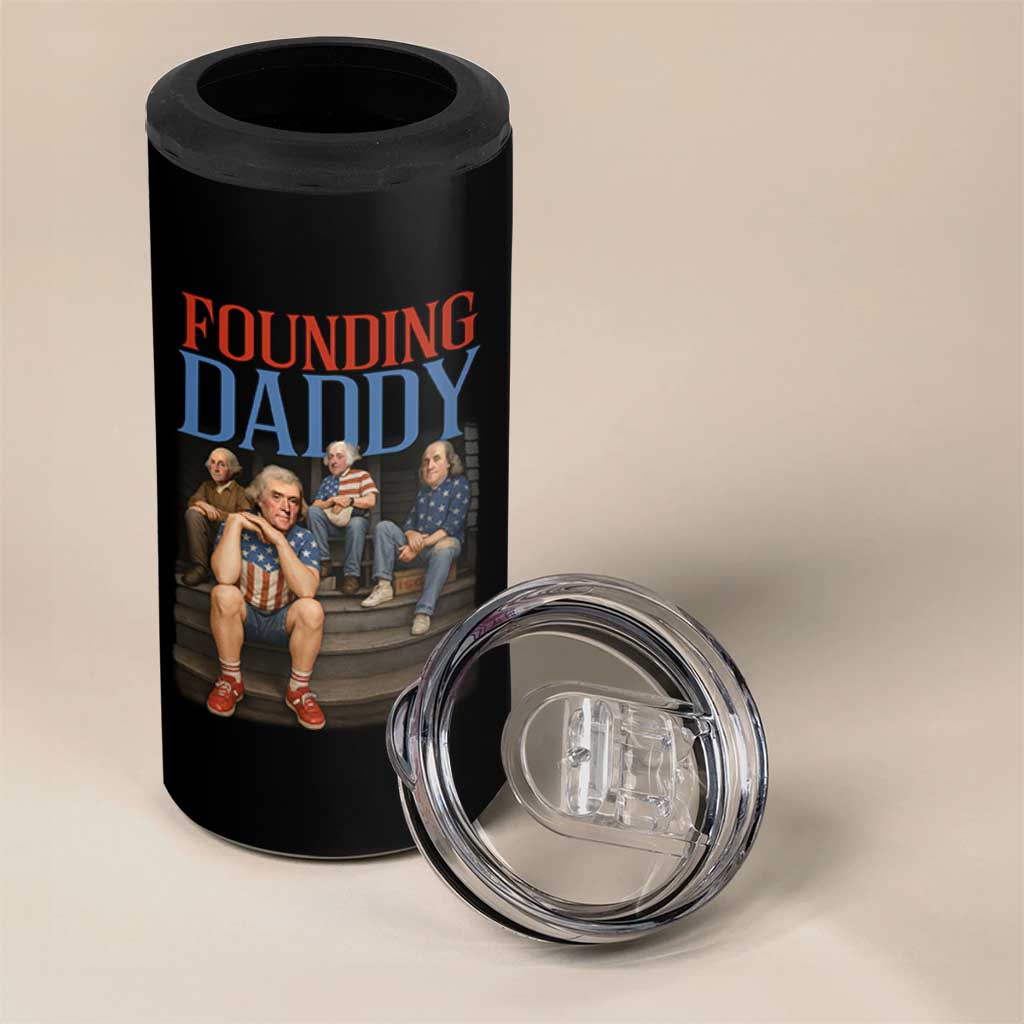 Funny 4th Of July Patriotic Founding Daddy Founding Fathers 4 in 1 Can Cooler Tumbler - Wonder Print Shop