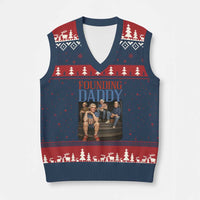 Funny 4th Of July Patriotic Founding Daddy Founding Fathers V-Neck Knit Sweater Vest - Wonder Print Shop