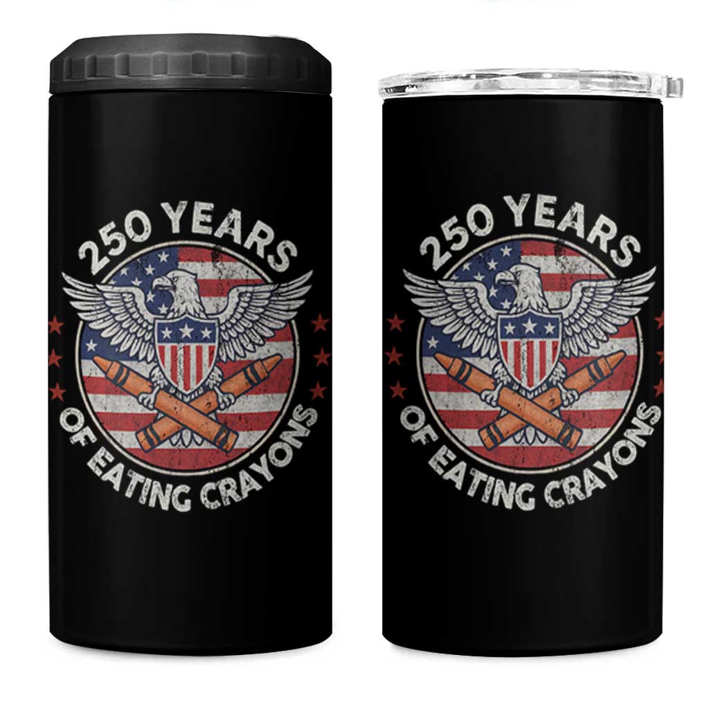 Marine Veteran 250 Years Of Eating Crayons 4 in 1 Can Cooler Tumbler American Flag - Wonder Print Shop