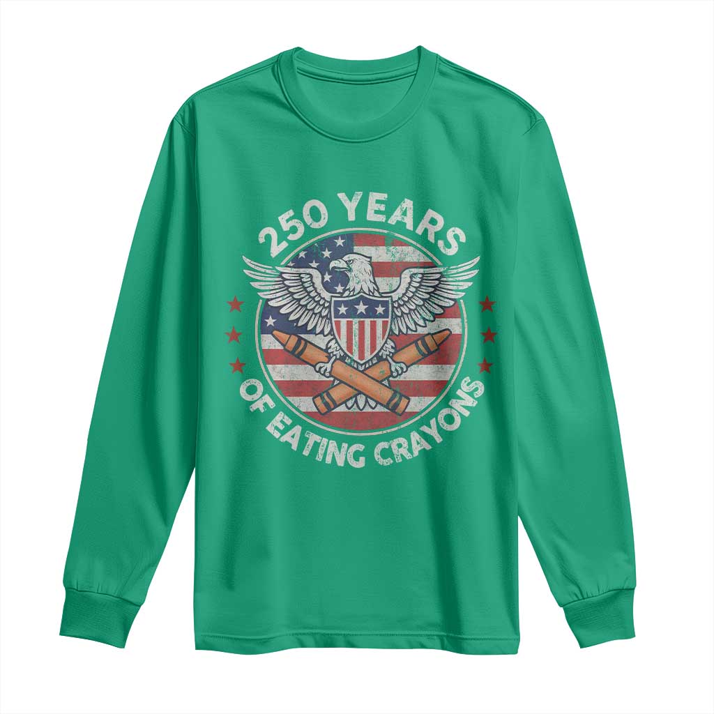 Marine Veteran 250 Years Of Eating Crayons Long Sleeve Shirt American Flag - Wonder Print Shop