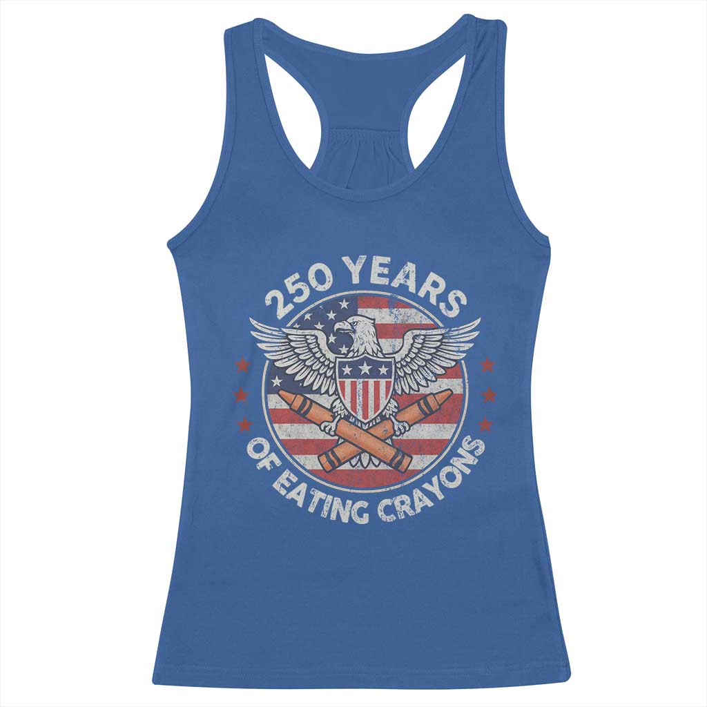 Marine Veteran 250 Years Of Eating Crayons Racerback Tank Top American Flag - Wonder Print Shop