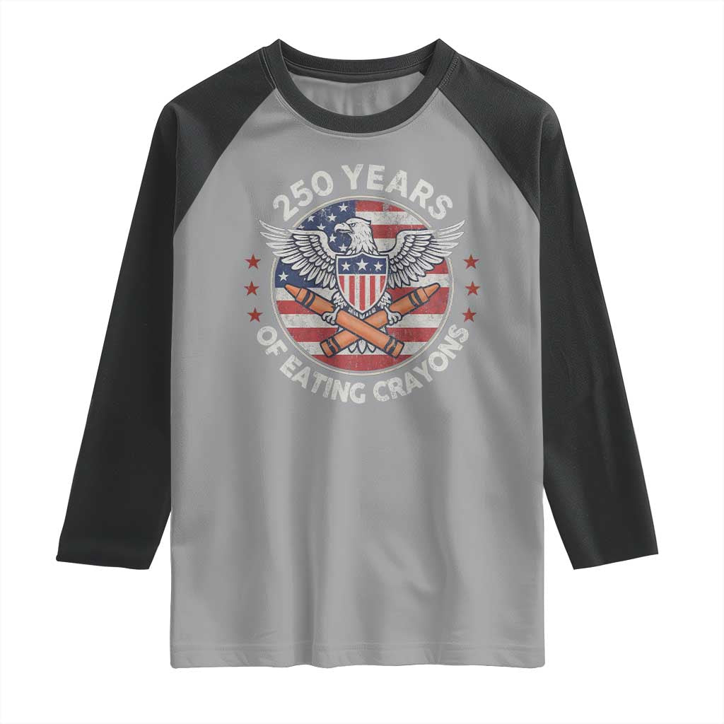 Marine Veteran 250 Years Of Eating Crayons Raglan Shirt American Flag - Wonder Print Shop