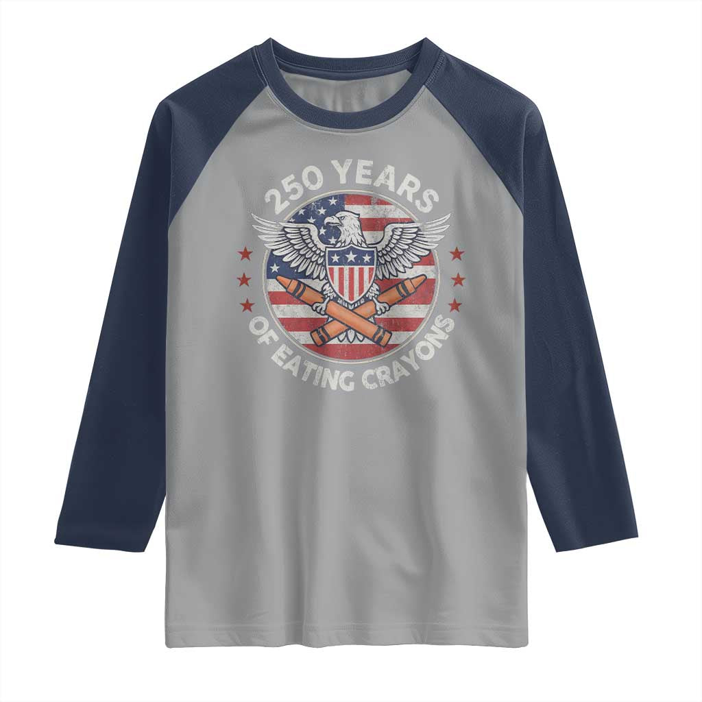 Marine Veteran 250 Years Of Eating Crayons Raglan Shirt American Flag - Wonder Print Shop