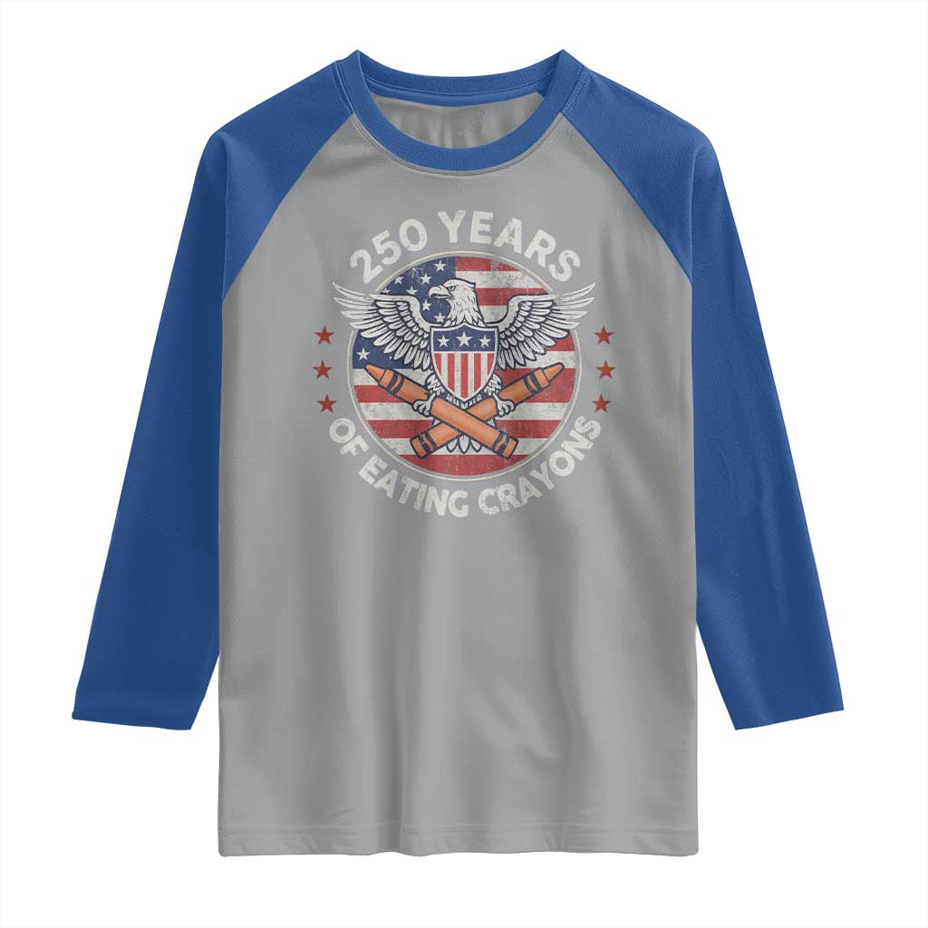 Marine Veteran 250 Years Of Eating Crayons Raglan Shirt American Flag - Wonder Print Shop