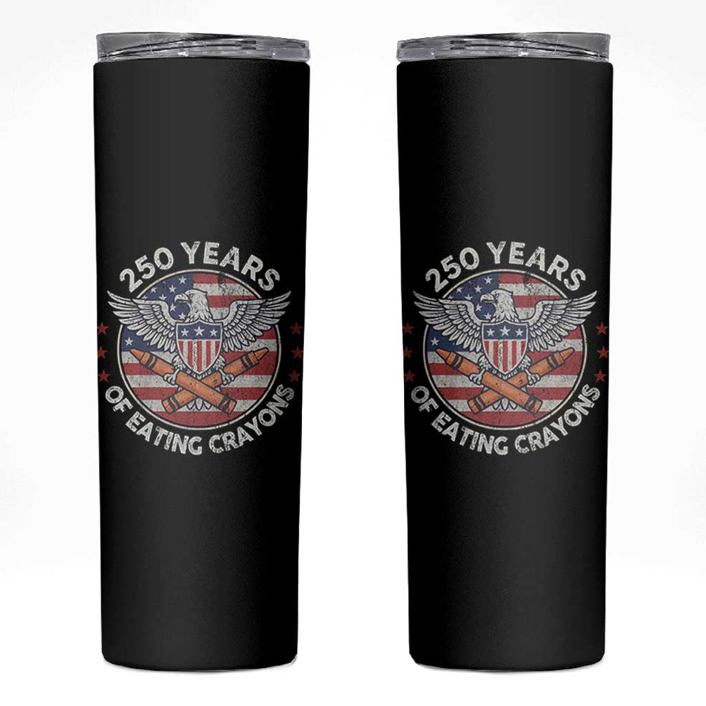Marine Veteran 250 Years Of Eating Crayons Skinny Tumbler American Flag - Wonder Print Shop