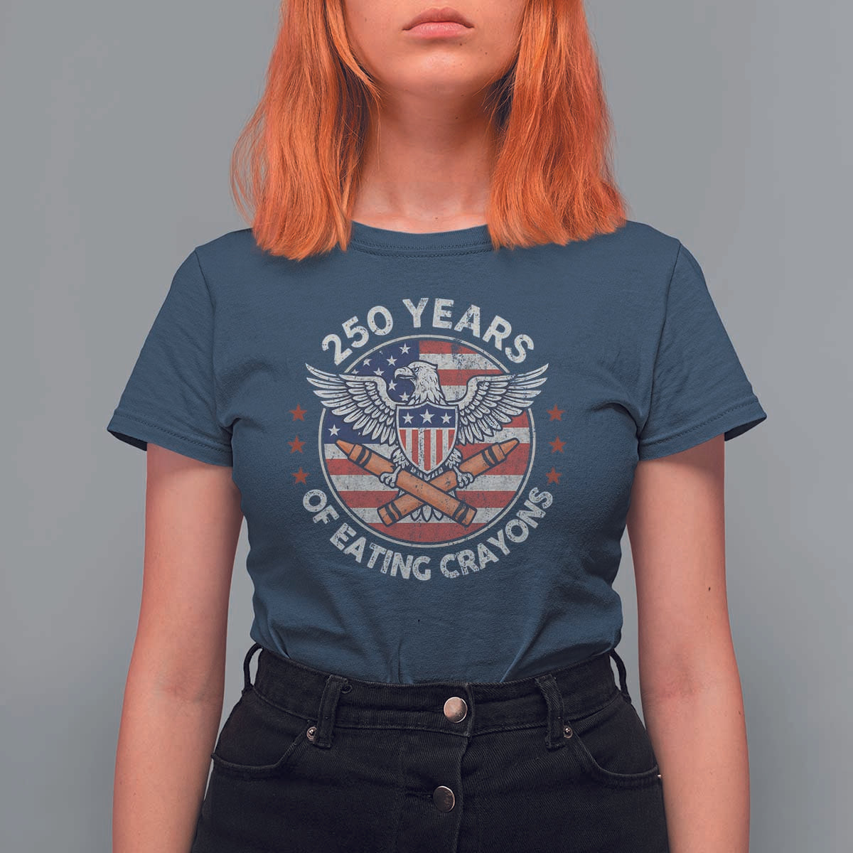 Marine Veteran 250 Years Of Eating Crayons T Shirt For Women American Flag - Wonder Print Shop