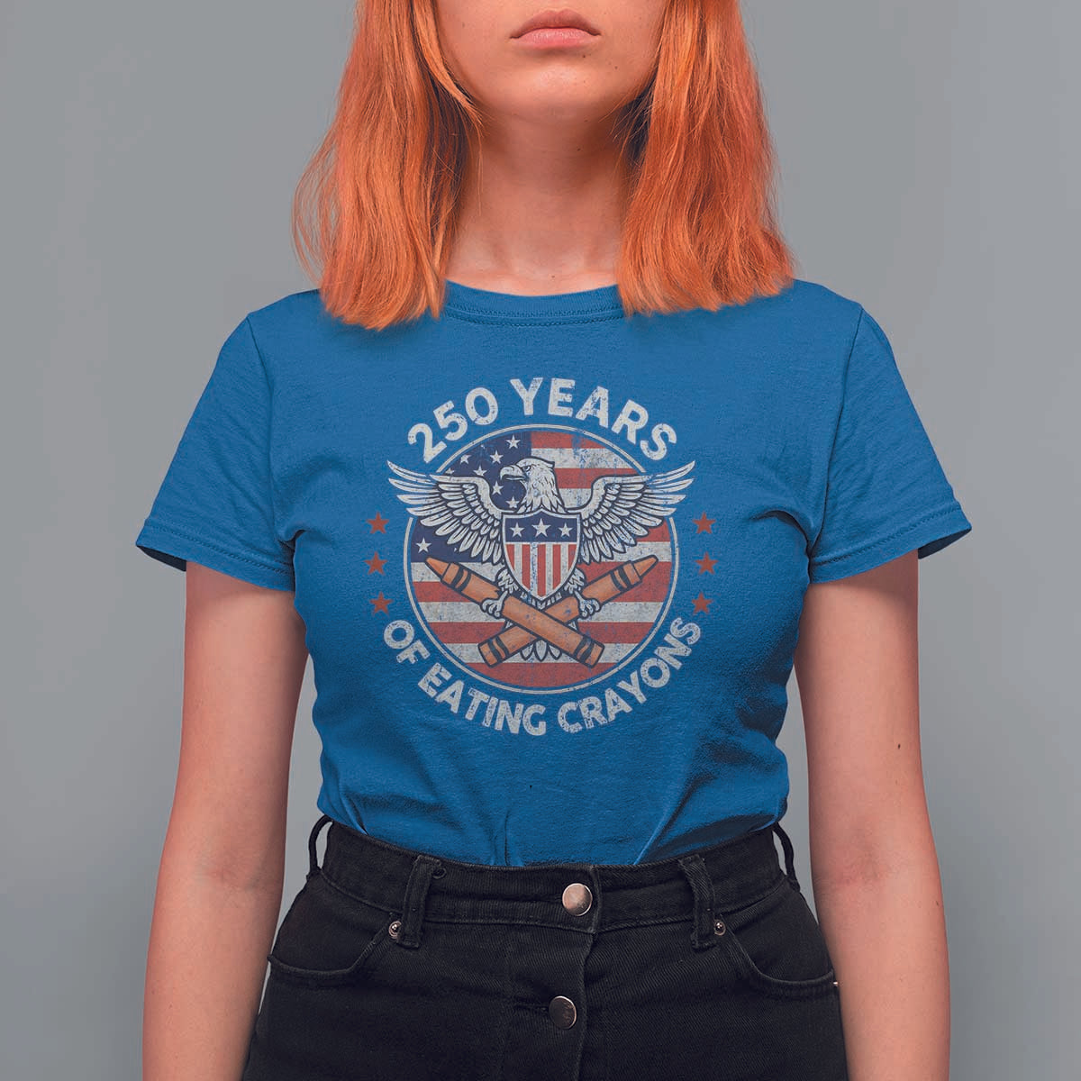 Marine Veteran 250 Years Of Eating Crayons T Shirt For Women American Flag - Wonder Print Shop