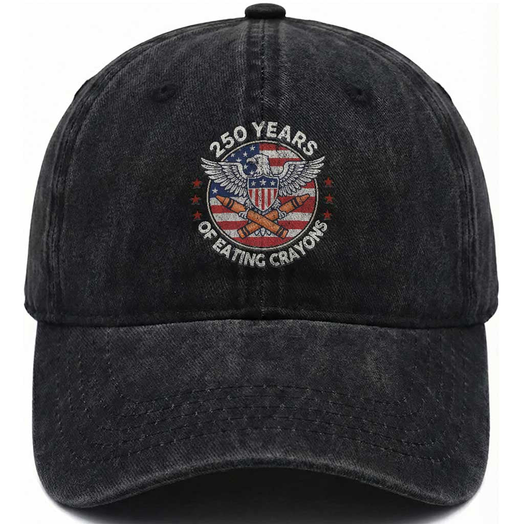 Marine Veteran 250 Years Of Eating Crayons Washed Cotton Baseball Cap American Flag