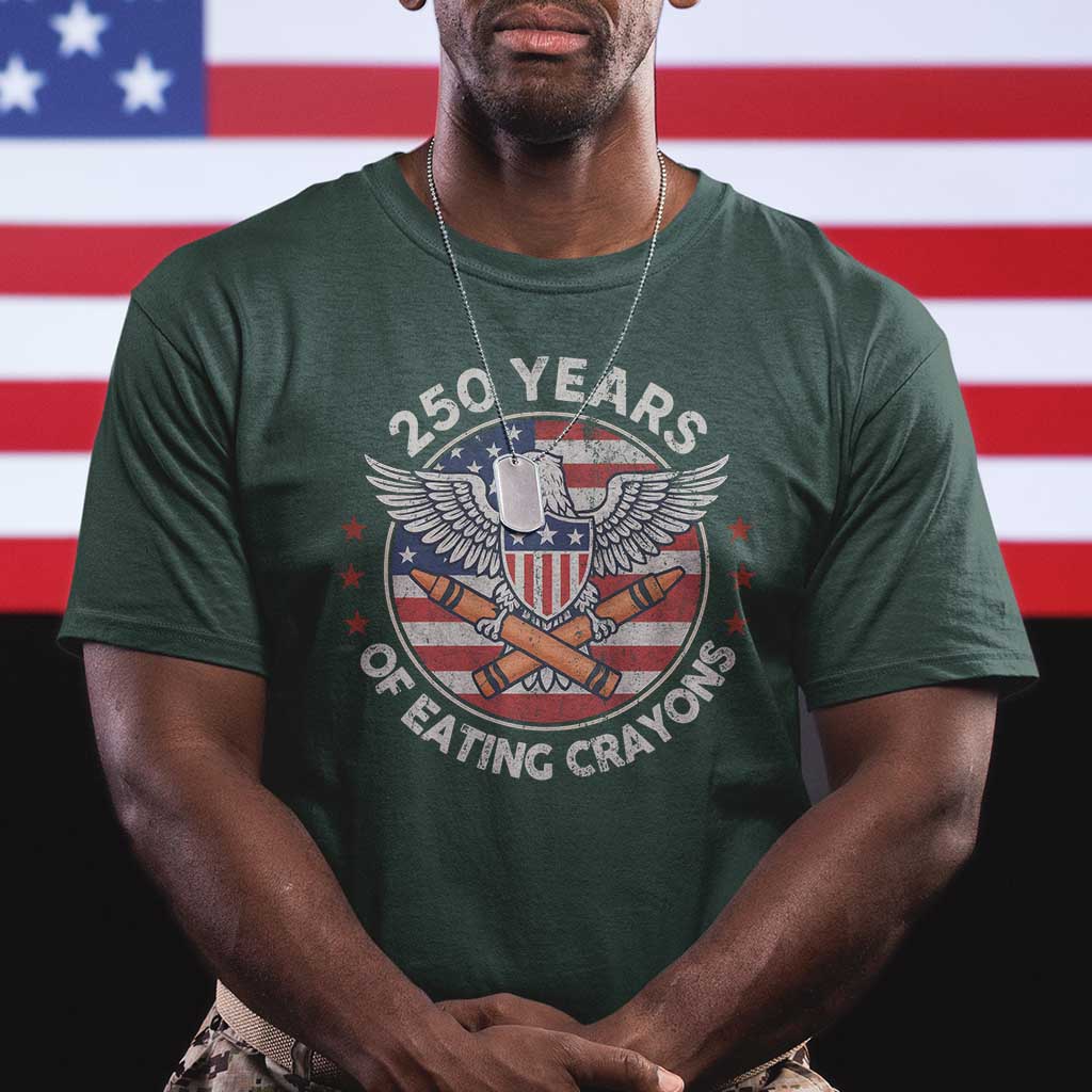 Marine Veteran 250 Years Of Eating Crayons T Shirt American Flag - Wonder Print Shop