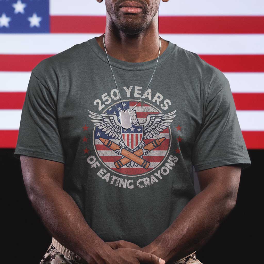 Marine Veteran 250 Years Of Eating Crayons T Shirt American Flag - Wonder Print Shop
