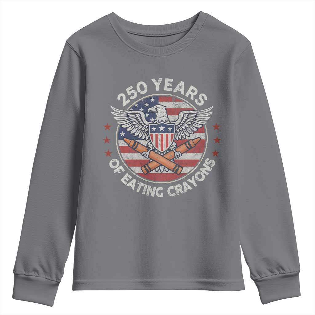 Marine Veteran 250 Years Of Eating Crayons Youth Sweatshirt American Flag - Wonder Print Shop