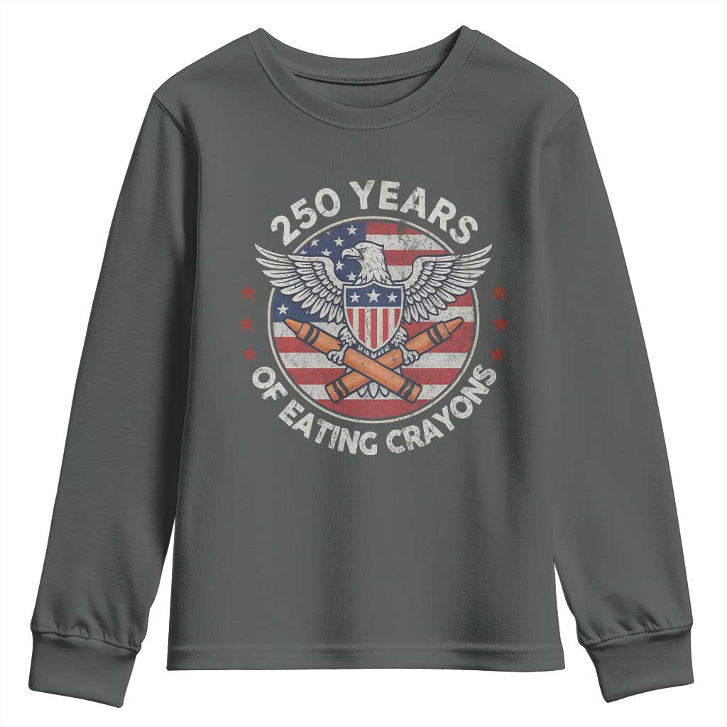 Marine Veteran 250 Years Of Eating Crayons Youth Sweatshirt American Flag - Wonder Print Shop