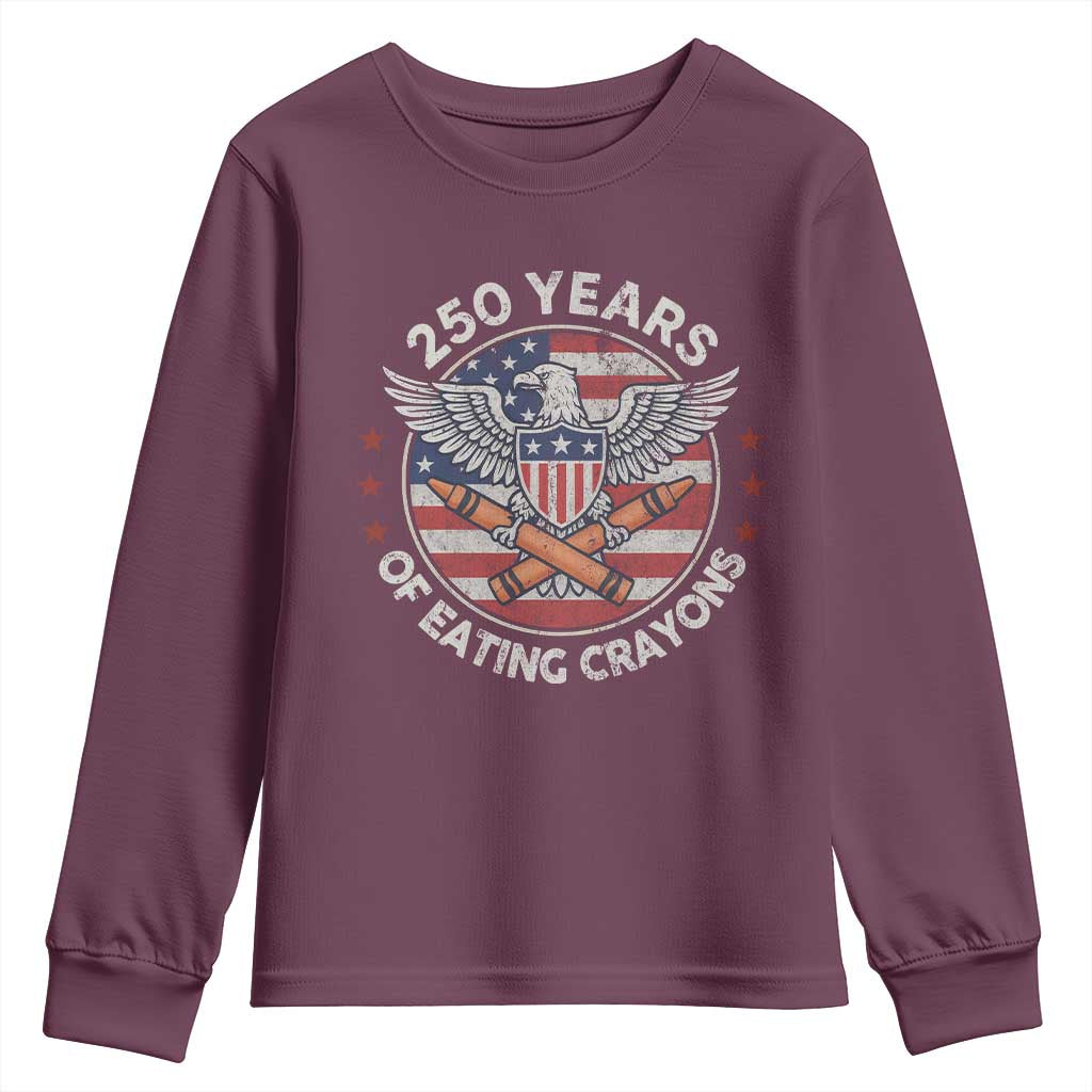 Marine Veteran 250 Years Of Eating Crayons Youth Sweatshirt American Flag - Wonder Print Shop
