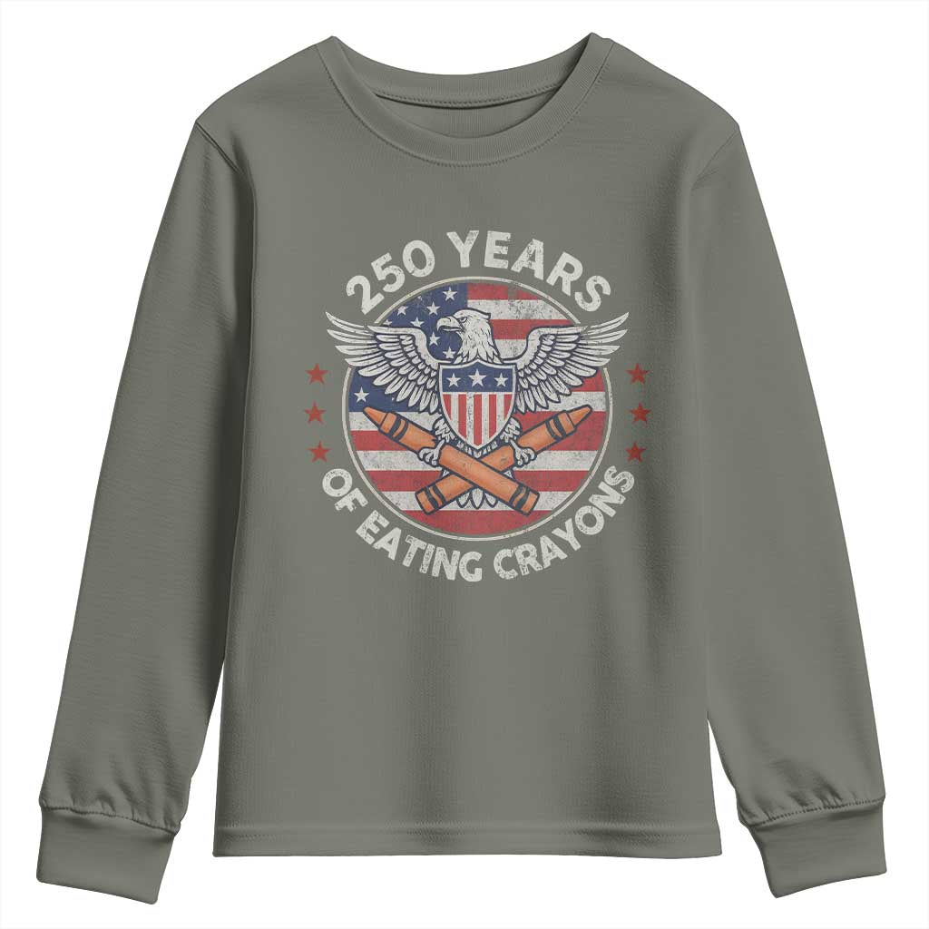 Marine Veteran 250 Years Of Eating Crayons Youth Sweatshirt American Flag - Wonder Print Shop
