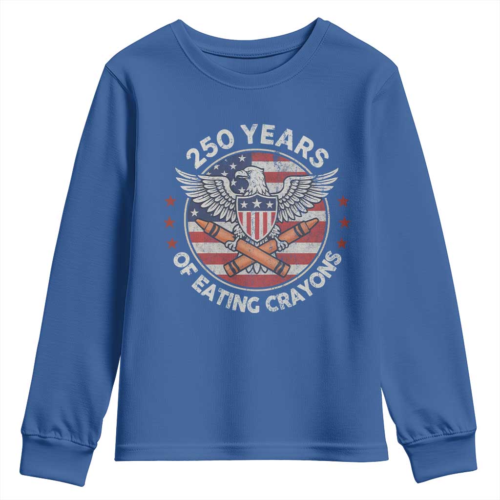 Marine Veteran 250 Years Of Eating Crayons Youth Sweatshirt American Flag - Wonder Print Shop