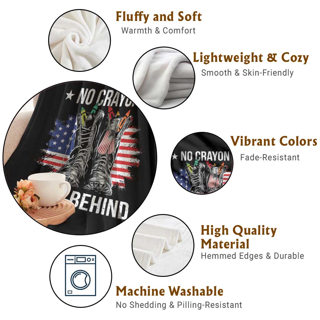 No Crayon Left Behind Throw Blanket Corps Squad Military Our Marine Troop Combat Boots - Wonder Print Shop