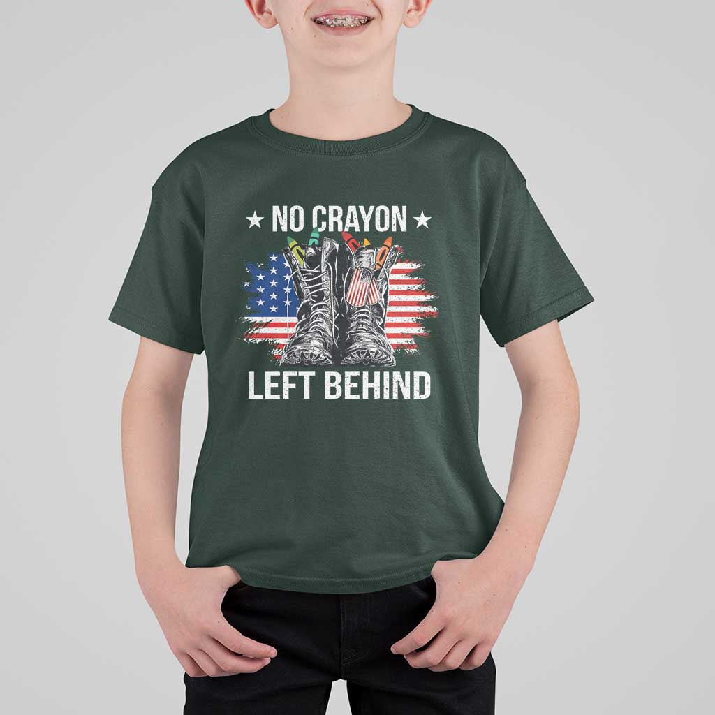 No Crayon Left Behind T Shirt For Kid Corps Squad Military Our Marine Troop Combat Boots - Wonder Print Shop