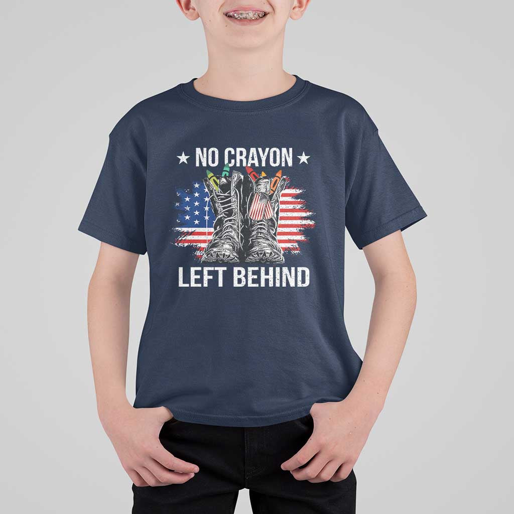 No Crayon Left Behind T Shirt For Kid Corps Squad Military Our Marine Troop Combat Boots - Wonder Print Shop