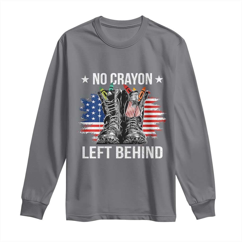 No Crayon Left Behind Long Sleeve Shirt Corps Squad Military Our Marine Troop Combat Boots - Wonder Print Shop