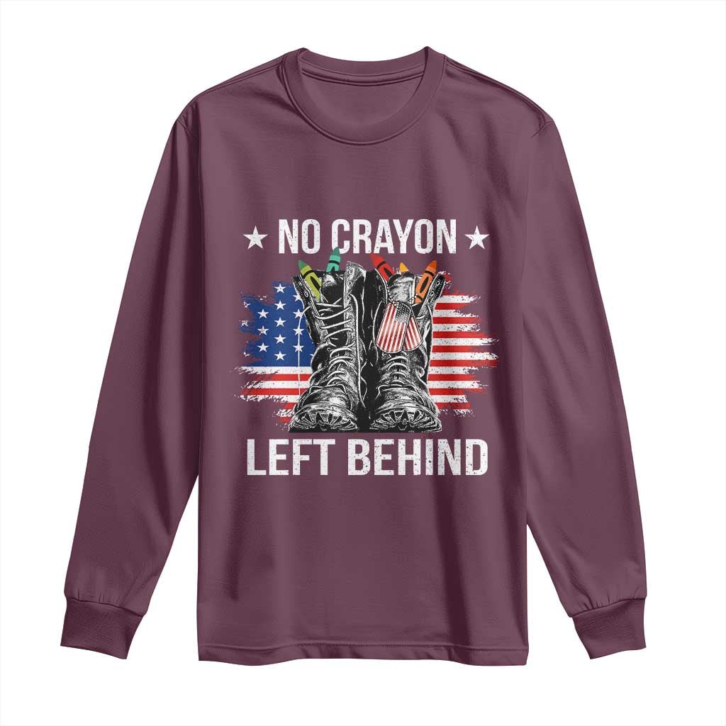 No Crayon Left Behind Long Sleeve Shirt Corps Squad Military Our Marine Troop Combat Boots - Wonder Print Shop