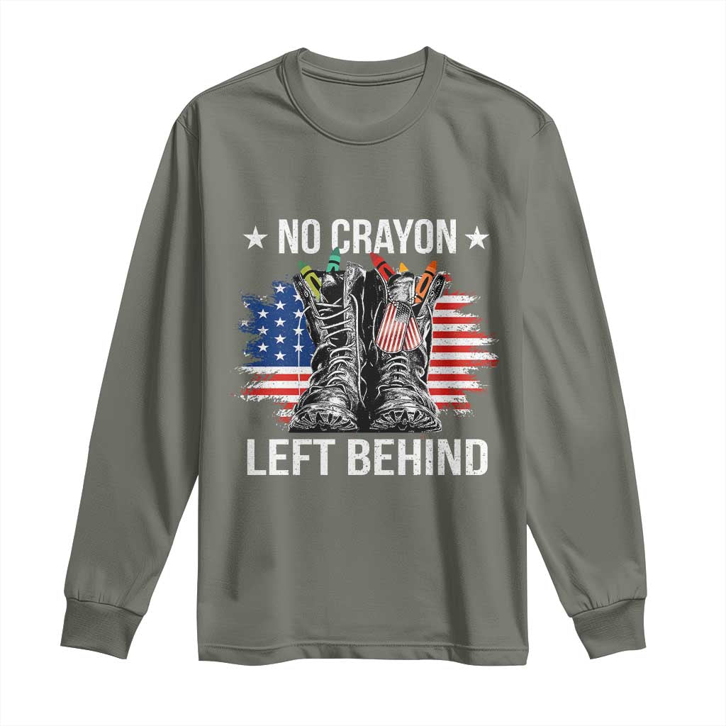 No Crayon Left Behind Long Sleeve Shirt Corps Squad Military Our Marine Troop Combat Boots - Wonder Print Shop