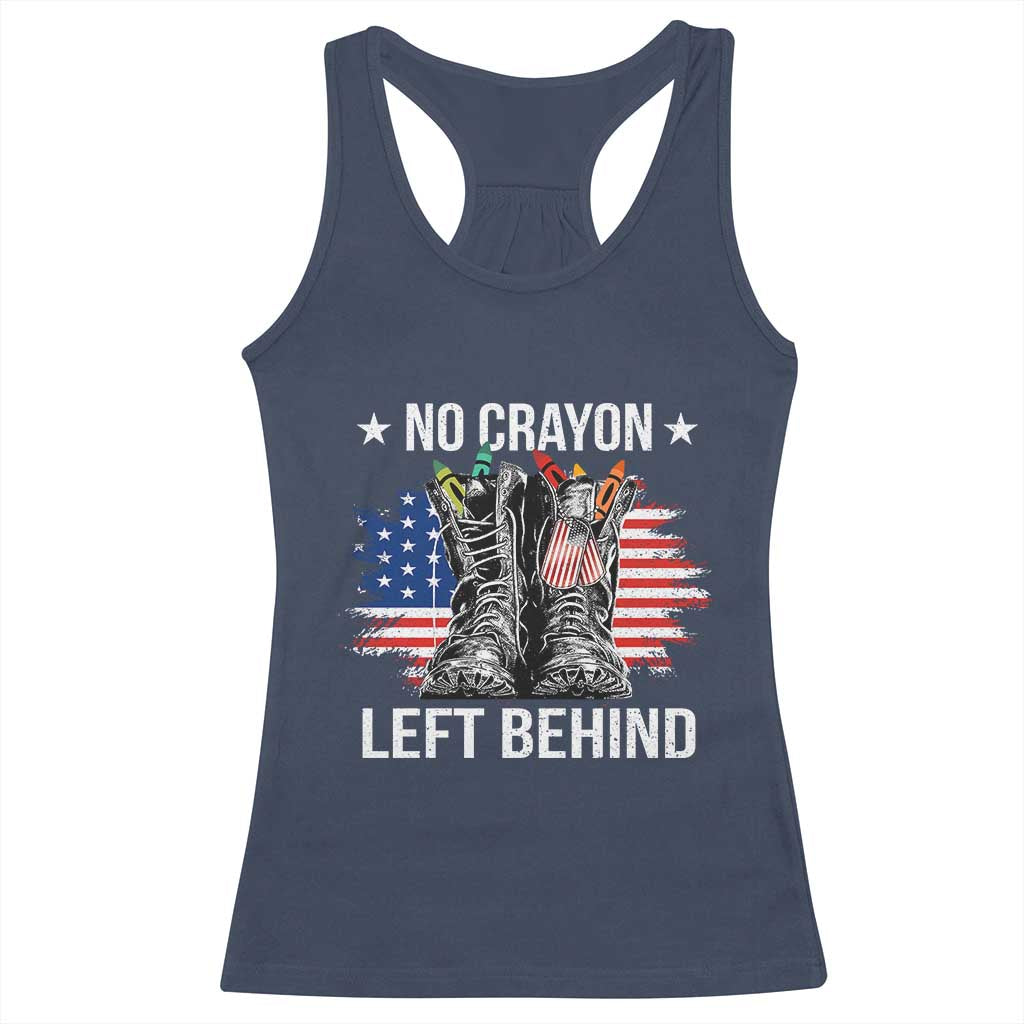No Crayon Left Behind Racerback Tank Top Corps Squad Military Our Marine Troop Combat Boots - Wonder Print Shop