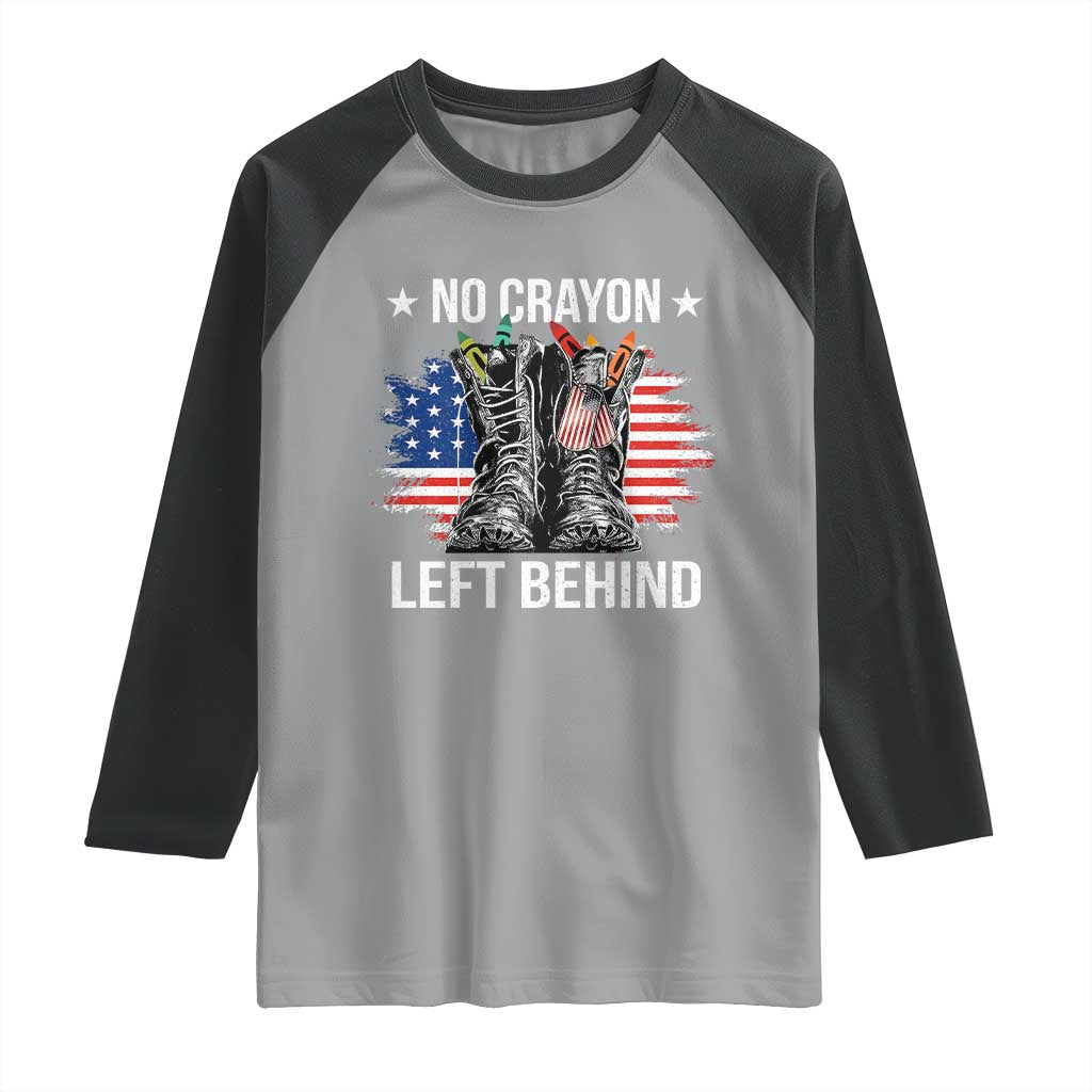 No Crayon Left Behind Raglan Shirt Corps Squad Military Our Marine Troop Combat Boots - Wonder Print Shop