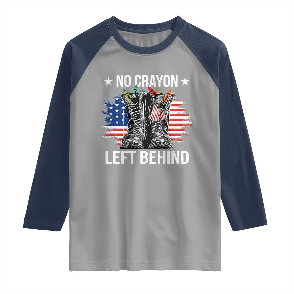 No Crayon Left Behind Raglan Shirt Corps Squad Military Our Marine Troop Combat Boots - Wonder Print Shop