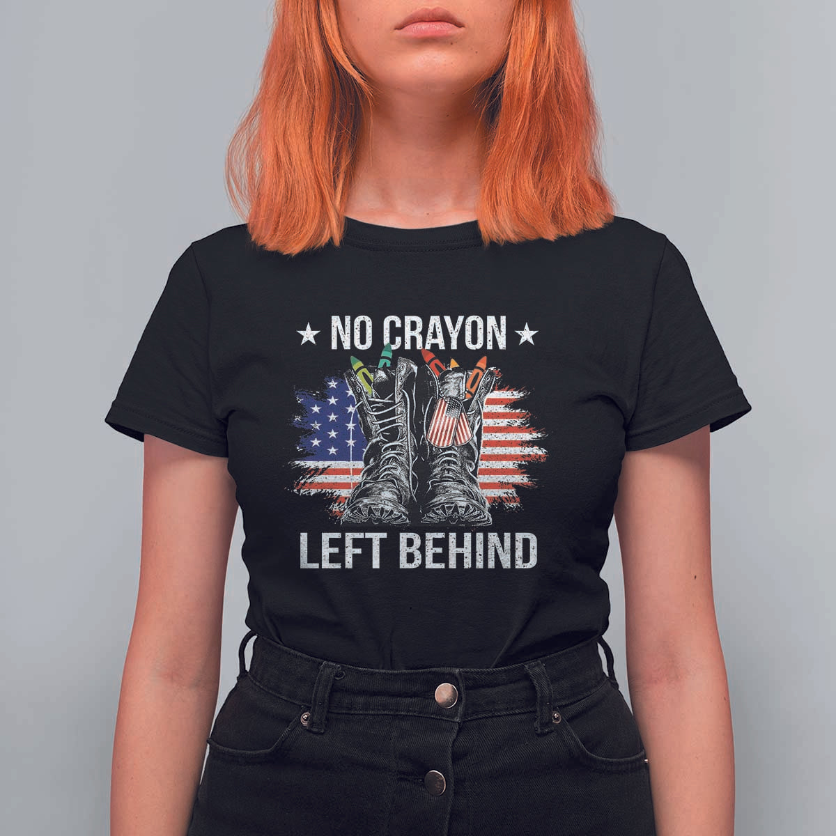 No Crayon Left Behind T Shirt For Women Corps Squad Military Our Marine Troop Combat Boots - Wonder Print Shop