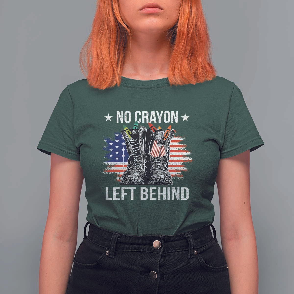 No Crayon Left Behind T Shirt For Women Corps Squad Military Our Marine Troop Combat Boots - Wonder Print Shop